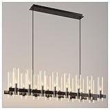 AEULYTIR 54 Inch Black Chandelier Linear with Clear