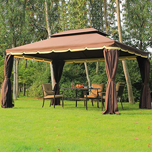 DNNAL Garten-Pavillon, Outdoor-Markise Vordach mit 4-seitig für Villa Hof Garten Sonnenschein Verpflegung Barbecue