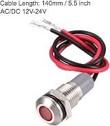 sourcing map 8mm Red LED Metal Indicator Light AC/DC 12-24V Dash Pilot Lamp IP66 view 3