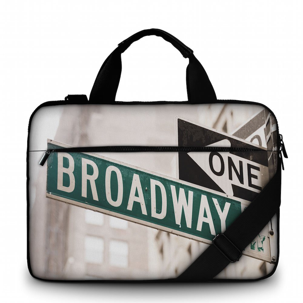 Silent Monsters Laptop bag case 15.6 inch made of Canvas with pocket for accessories, Design: broadway — image 1