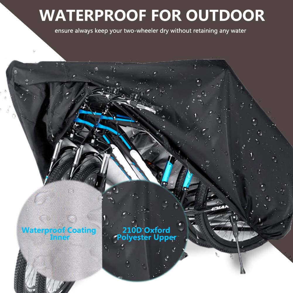 Gtpeak Bicycle Cover Waterproof 2 Bikes 210D XXL Bicycle Wheel Cover with Resist Strong Winds Easy Fold Carry Around Lasting Reliable Protection for Mountain Bike Outdoor Riding Traveling