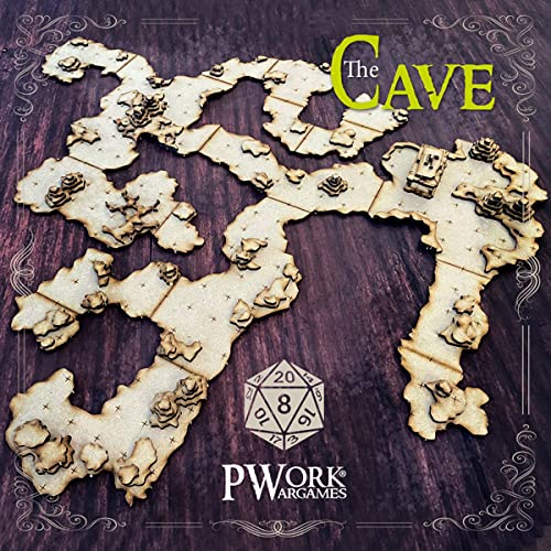 PWORK WARGAMES The Cave (La Caverna) - 3D Tactical Maps Rpg Fantasy Dungeon Tiles - 3D Modular MDF 3mm Tactical Maps