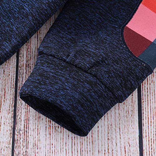 Infant Toddler Boys Girls Sweatshirt Set Winter Fall Clothes Outfit 0-3 Years Old,Baby Plaid Hooded Tops Pants (Blue, 2-3 Years) - Thumbnail 6