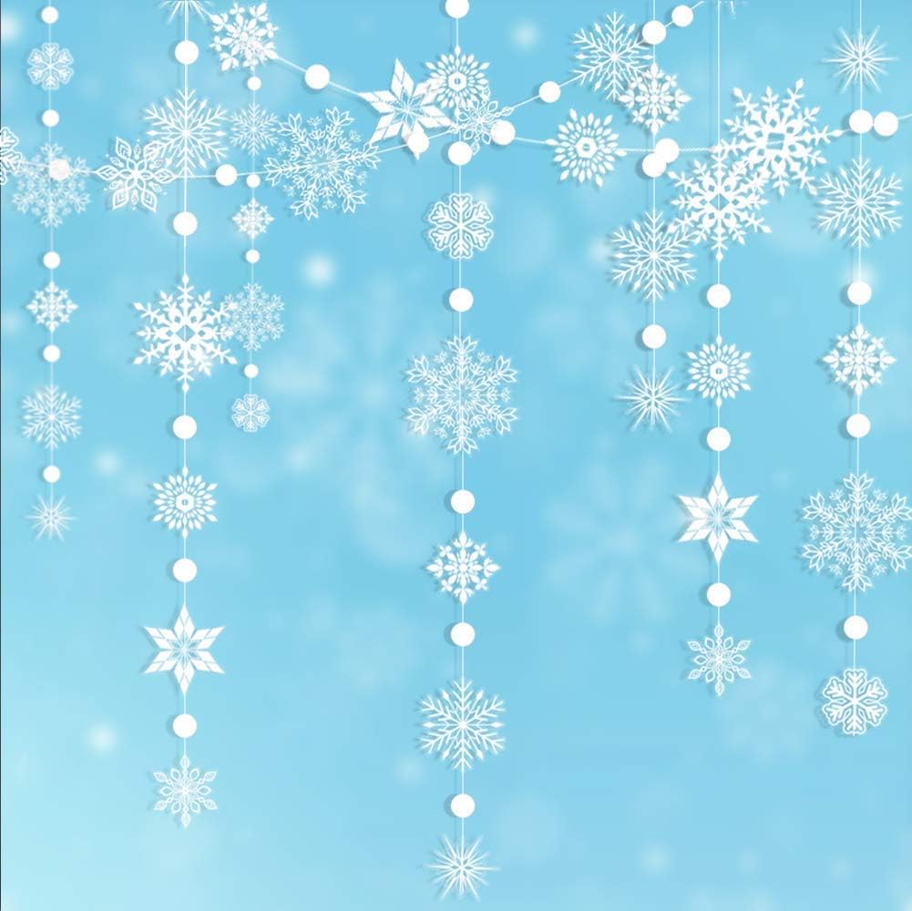 Wreaths, Garlands & Swags - Decor365 Snowflake Garland Winter Wonderland Decorations White Snow Flake Garlands Hanging Snowflake Decorations from Ceiling Classroom Winter Decor Christmas Frozen Birthday Party Backdrop