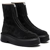 BeeLg Women's Platform Ankle Boots Chunky Chelsea Short Fall Booties Front Zipper Combat Leather Boot
