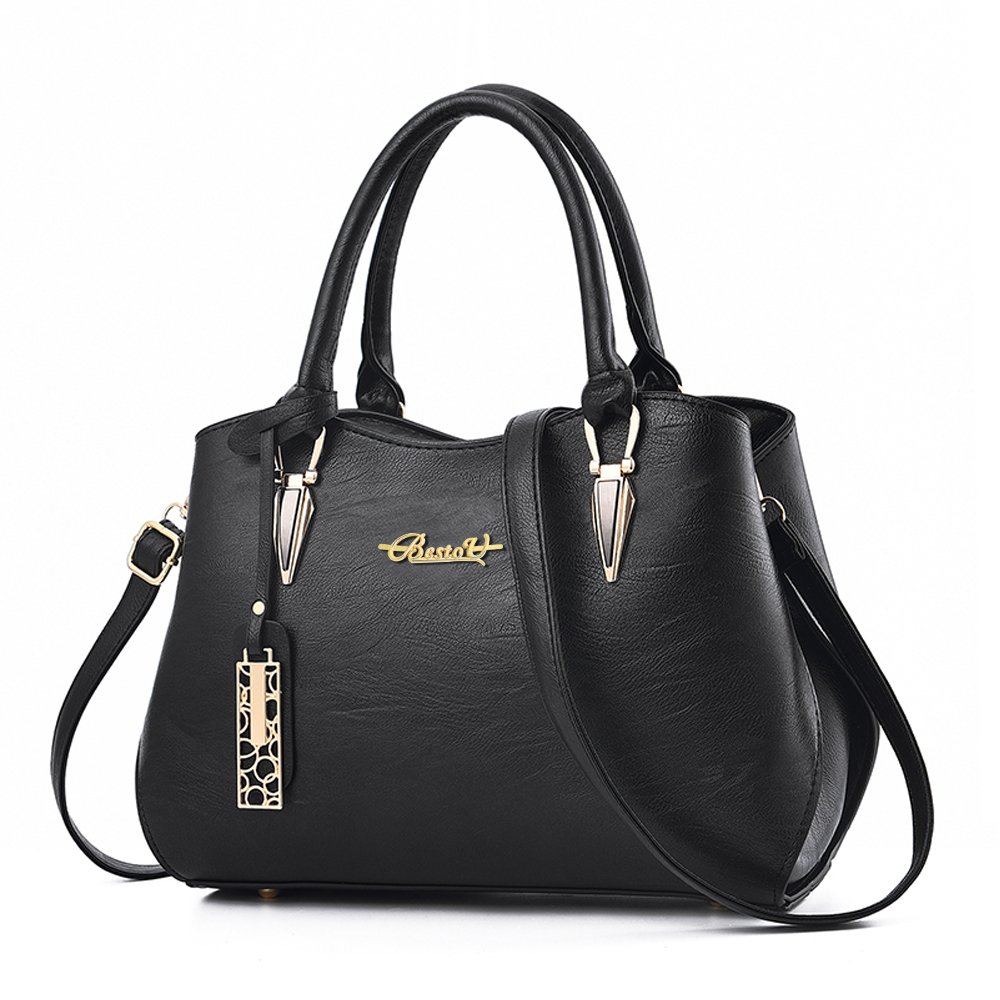 BestoU Handbags for Women Ladies Handbags PU Leather Women Bags for Work, Shopping, Date, Party, Christmas (Black)