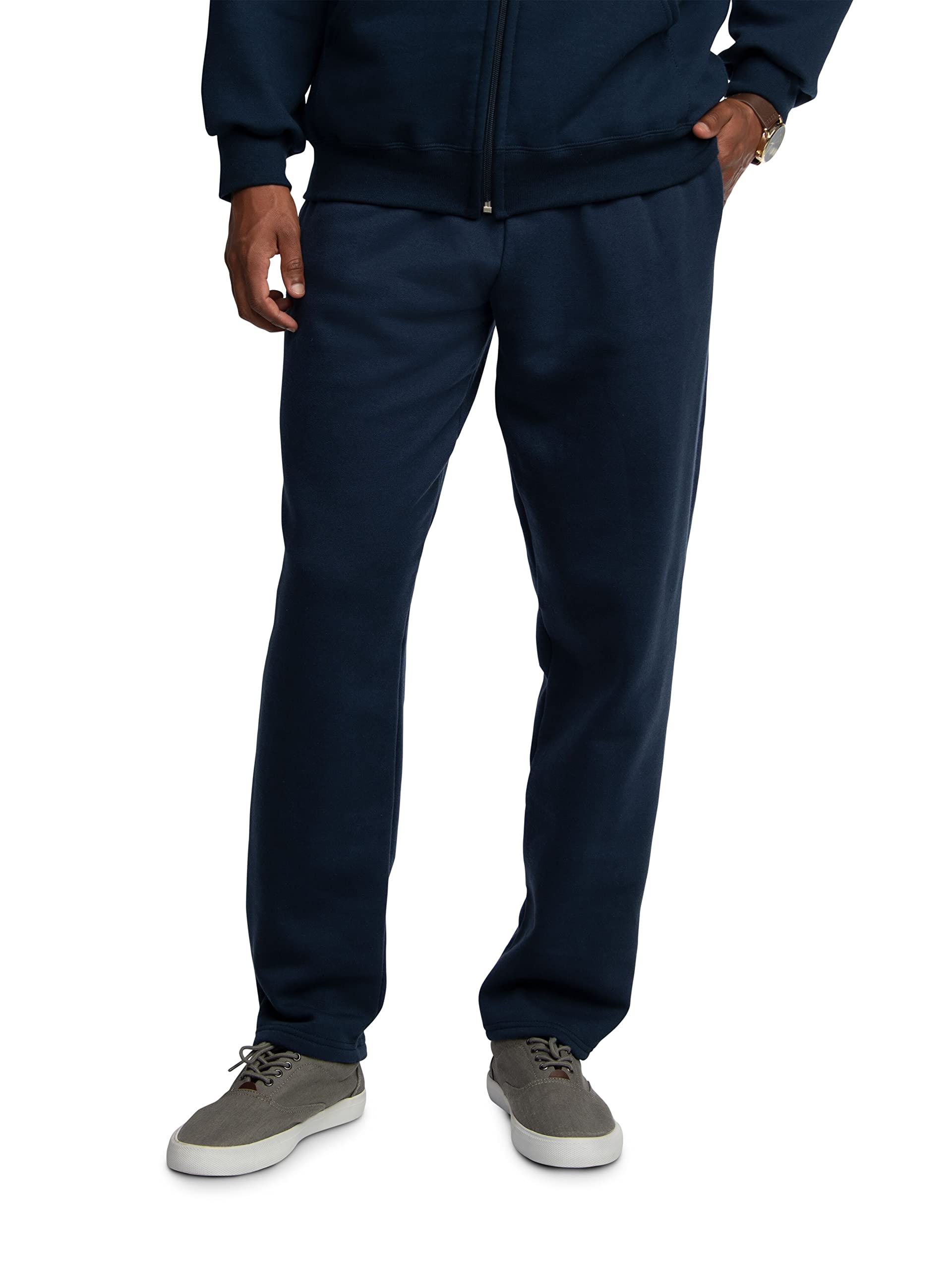 Fruit of the Loom Men's Eversoft Fleece Open Bottom Sweatpants with Pockets, Relaxed Fit, Moisture Wicking, Breathable