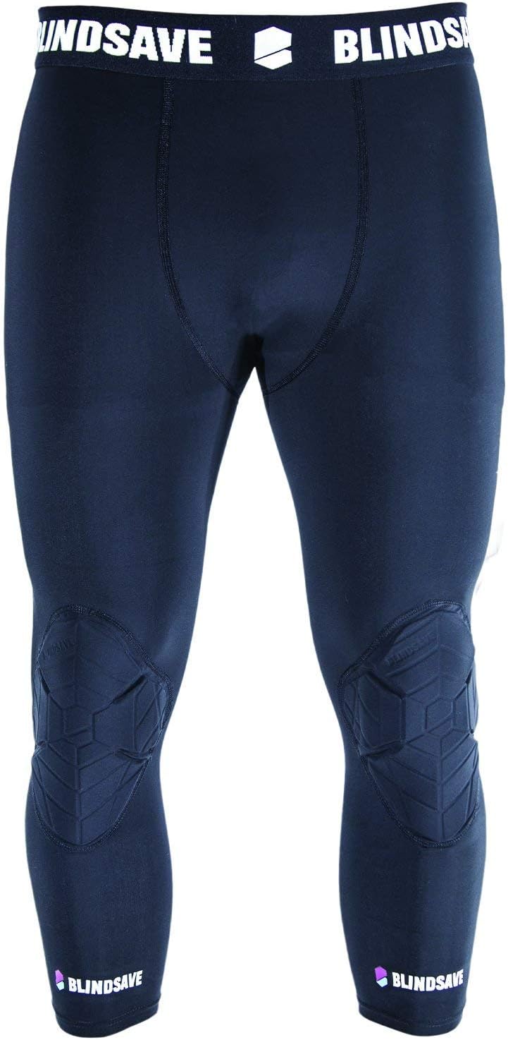BLINDSAVE 3/4 Tights with Knee Padding | Shock Absorbing Technology | Self-Adjusting Padding