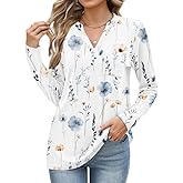 Misakia Long Sleeve Tunic Tops for Women Crew Neck Pleated T-Shirts Business Work Blouses Fall 2025 Clothes