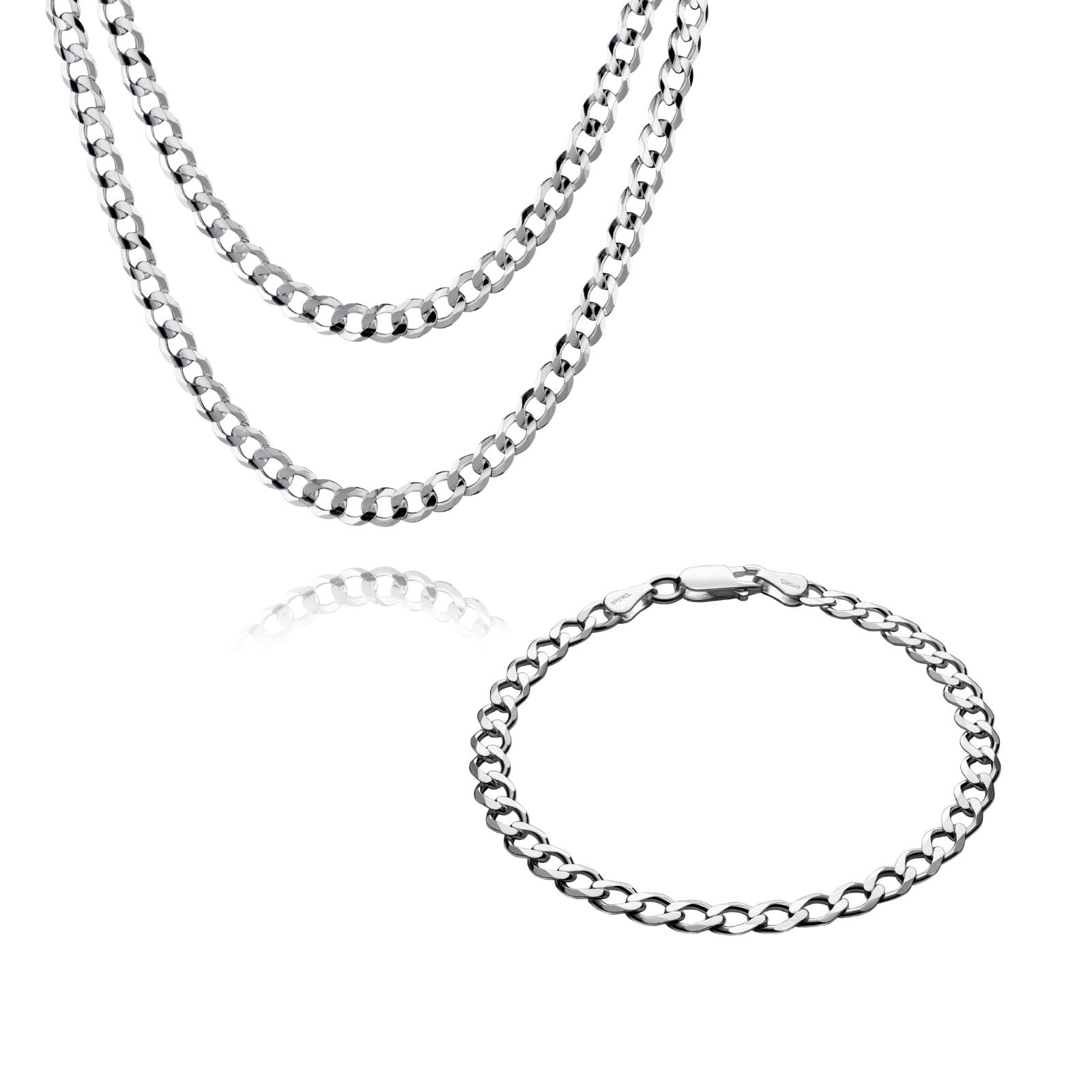 Mens Jewelry Set With Necklace And Bracelet In 925 Sterling Silver