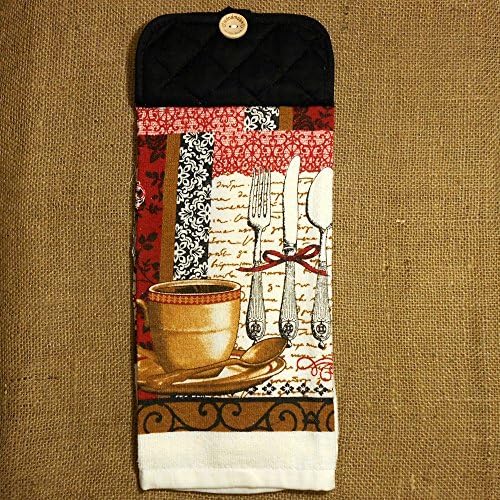 Coffee Cup Themed Hanging Dish Towel, Kitchen Decor