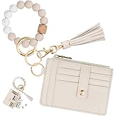 KNGITRYI Wallet Keychain Wristlet for Women,Slim RFID Credit Card Holder Purse Tassel Keychain Bangle Key Ring for Men Women