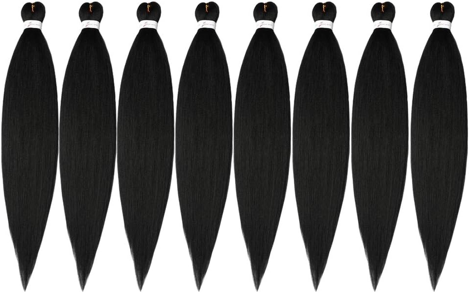 Pre Stretched Braiding Hair, ShowCoco 20"-8 packs Professional Itch Free Hot Water Setting Synthetic Fiber Crochet Braiding Hair Extension (#1 jet black)