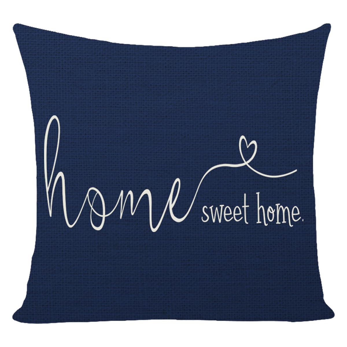 MFGNEH Home Sweet Home Quotes Farmhouse Pillow Covers 18x18 Inch,Farmhouse Decorative Lumbar Throw Pillow Case Cushion Cover,Housewarming Gift,Blue