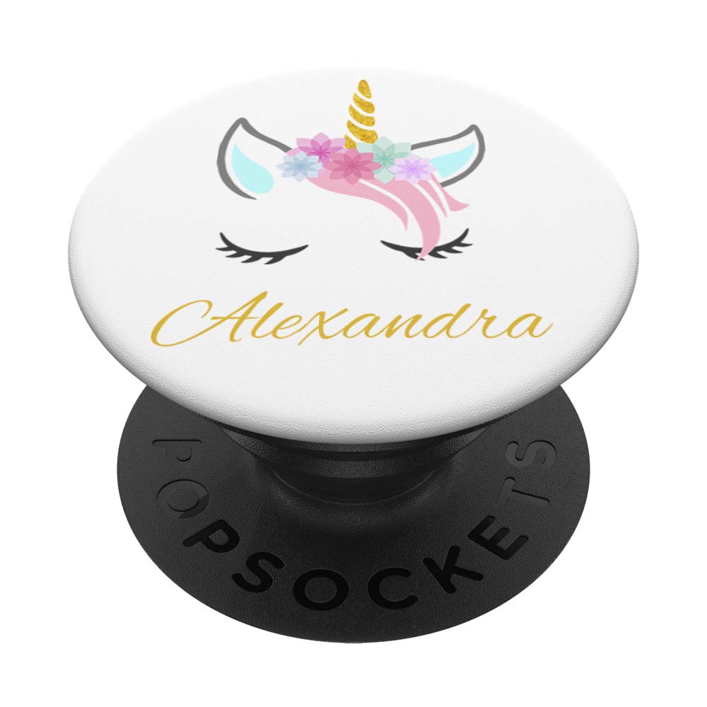 Alexandra Name Gift - Personalised Cat Unicorn PopSockets Grip and Stand for Phones and Tablets