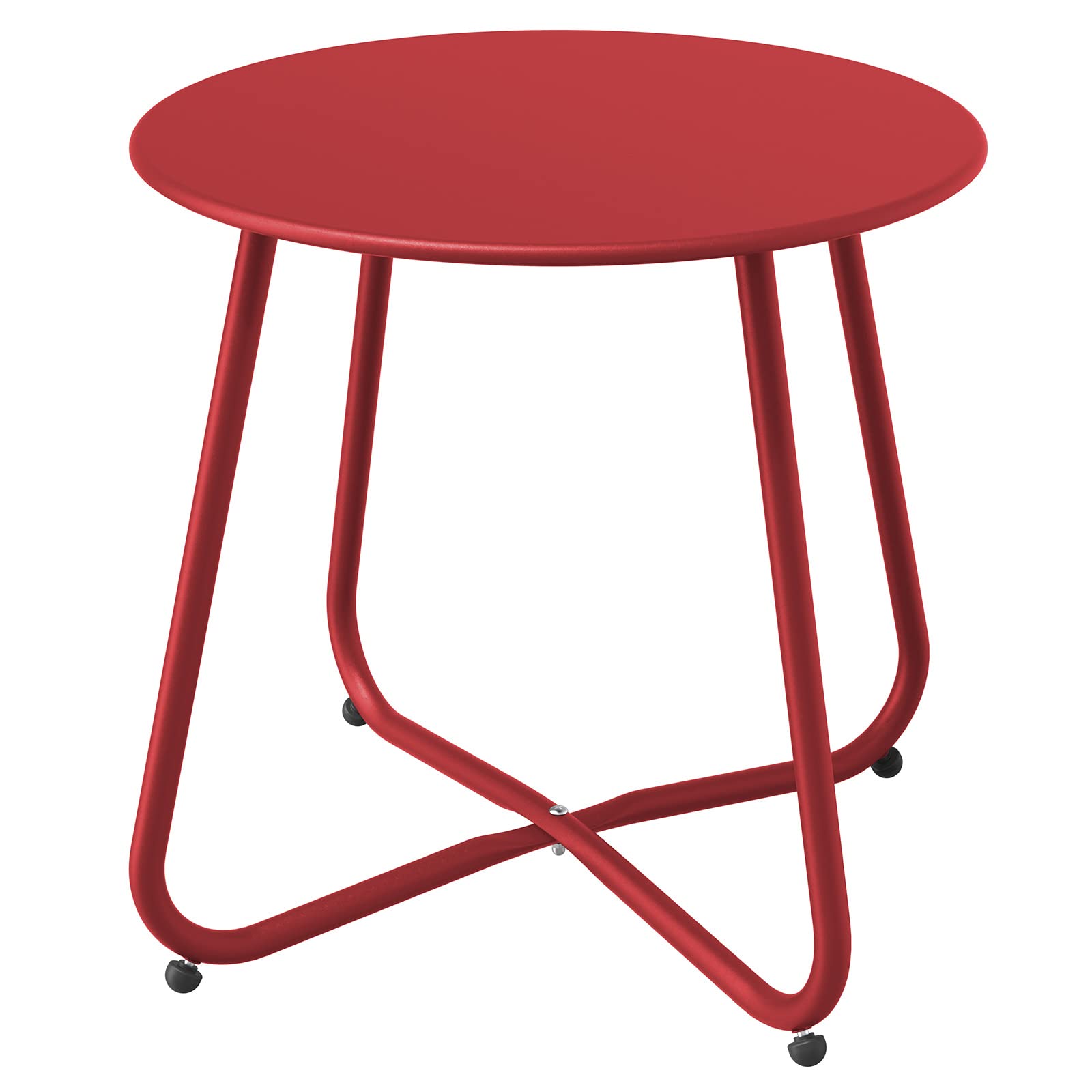 Grand patio Outdoor Side Table Small Table Round End Table Garden Table Lightweight Snack Table for Outdoor Garden Hallway Bedroom Living Room Terrace Balcony -Red
