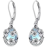 Flower Earrings 925 Sterling Silver Flower Teardrop Leverback Dangle Earrings Jewelry Gifts for Women Girls