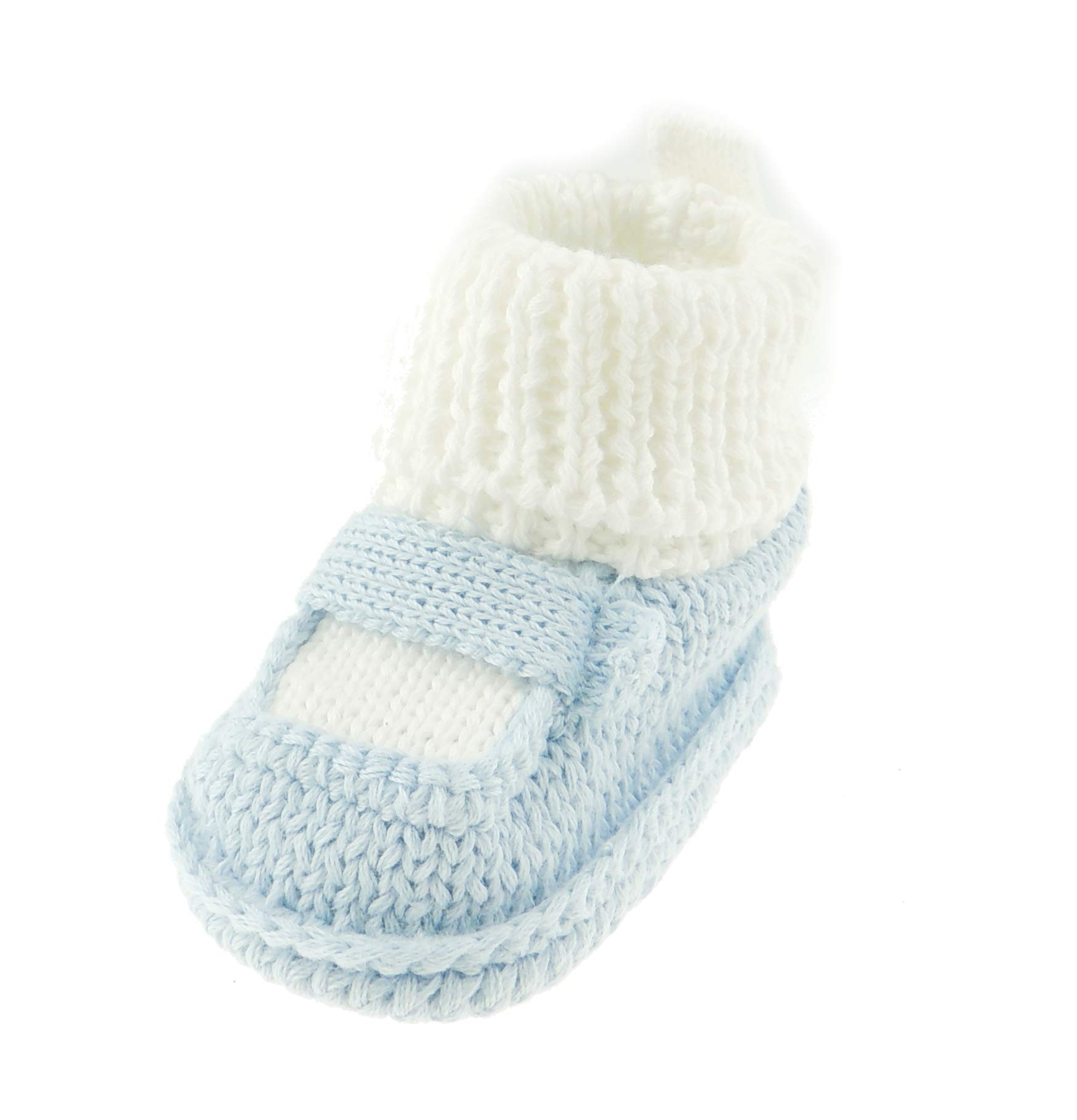 Glamour Girlz Baby Boys Blue & White Mock Sandal Knit Baby Booties Socks Newborn