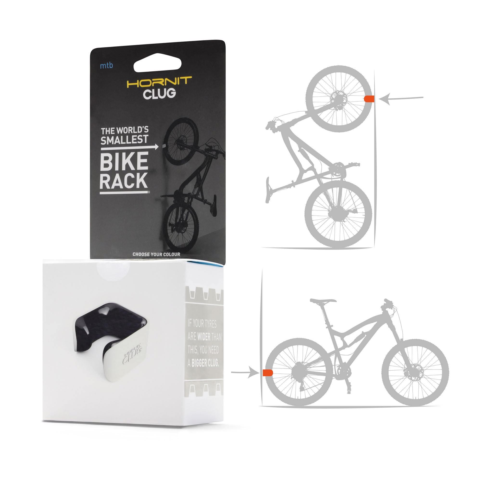 Hornit CLUG Bike Clip Indoor & Outdoor Bicycle Storage Rack & Mount System, 5 Sizes, Easy to install