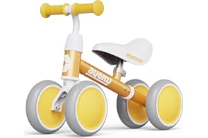 AyeKu Baby Balance Bike for 1 Year Old Boys Girls 12-24 Month Toddler Balance Bike, 4 Wheels Toddler First Bike, First Birthday Gifts-yellow