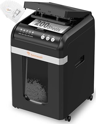 Auto-Feed Aktenvernichter 200 Blatt, P-4 Mikroschnitt, Schwarz
