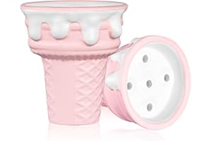 HAPYWAER Hookah Bowl Ceramic Shisha Tobacco Bowl Ice Cream Clay with Glaze Phunnel Hookah Shisha Bowl(pink)