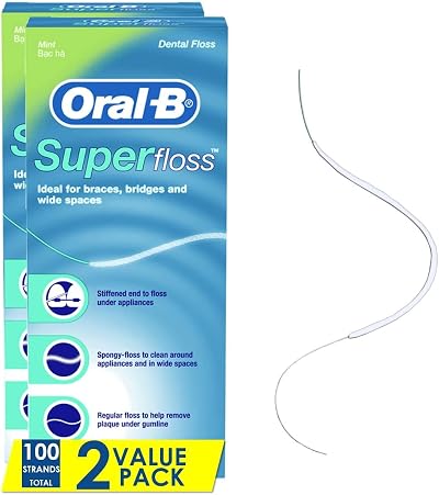 Oral-B Super Floss Pre-Cut Strands Mint 50 Count Twin Pack