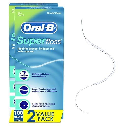 Oral-B Dental Floss for Braces, Super Floss Pre-Cut Strands, Mint