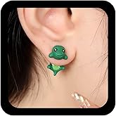 Xduargs Boho Brown Cartoon Dinosaur Earrings Yellow Funny Animal Earring Vintage Cute Dinosaur Stud Earrings Personalized Animal Ear Jacket Earring Jewelry for Women