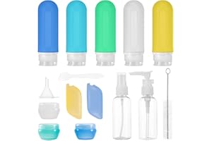 Beveetio 17 Pack Travel Bottles TSA Approved, 3OZ Leakproof Silicone Refillable Travel Size Containers for Toiletries, BPA Free Travel Accessories Tubes Cosmetic Shampoo Lotion Soap