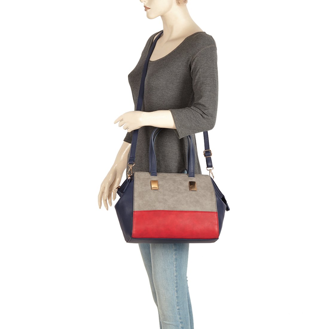 caprese shirine women's satchel (navy, grey and red) ()