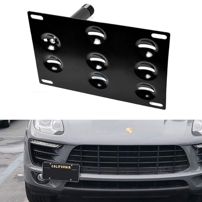 iJDMTOY No Drill Front Bumper Tow Hook License Plate Mounting Bracket