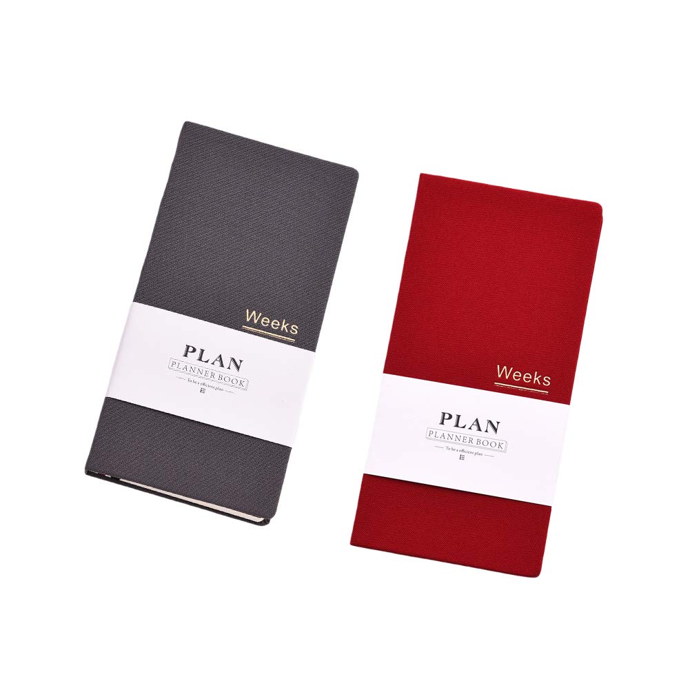 Photo 1 of Undated Pocket Weekly Planner Schedule Organizer Agenda Year Month Week Plan A6 Notebooks (A6 undated planner Red+Gray)