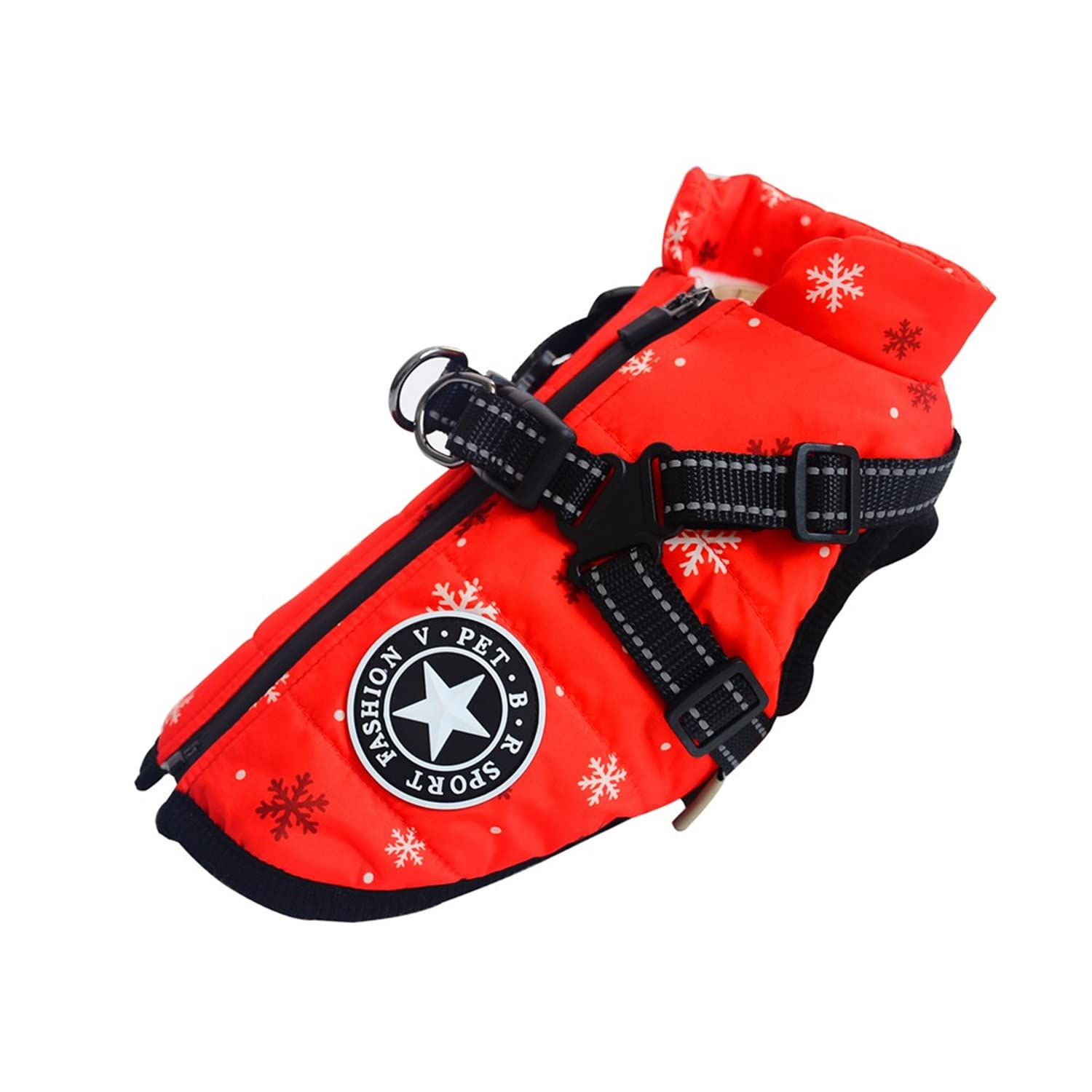 BT Bear Winter Warm Dog Coat With Harness for Small Dogs Medium Dogs Chrstimas Dog Jacket Outdoor,Waterproof Puppy Reflective Adjustable Vest Cold Winter Clothes(Snowflake,M) — image 1
