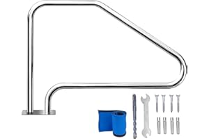 KODOM Pool Handrail 49'' x 34'', Pool Stair Rail,Stainless Steel Pool Railing 300Lbs Load Capacity Inground Pool Rails with Blue Grip Cover, Swimming Pool GRAP Rail for Inground Pool Steps