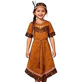 QIKUBI Native American Dress Up for Girls Thanksgiving Kids Indigenous American Indians Dress