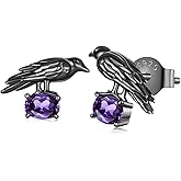 Kerraom Goth Earrings for Women Halloween - 925 Sterling Silver Hypoallergenic Skull, Crow, Spider Skull Earrings | Halloween Jewelry Ladies' Gifts