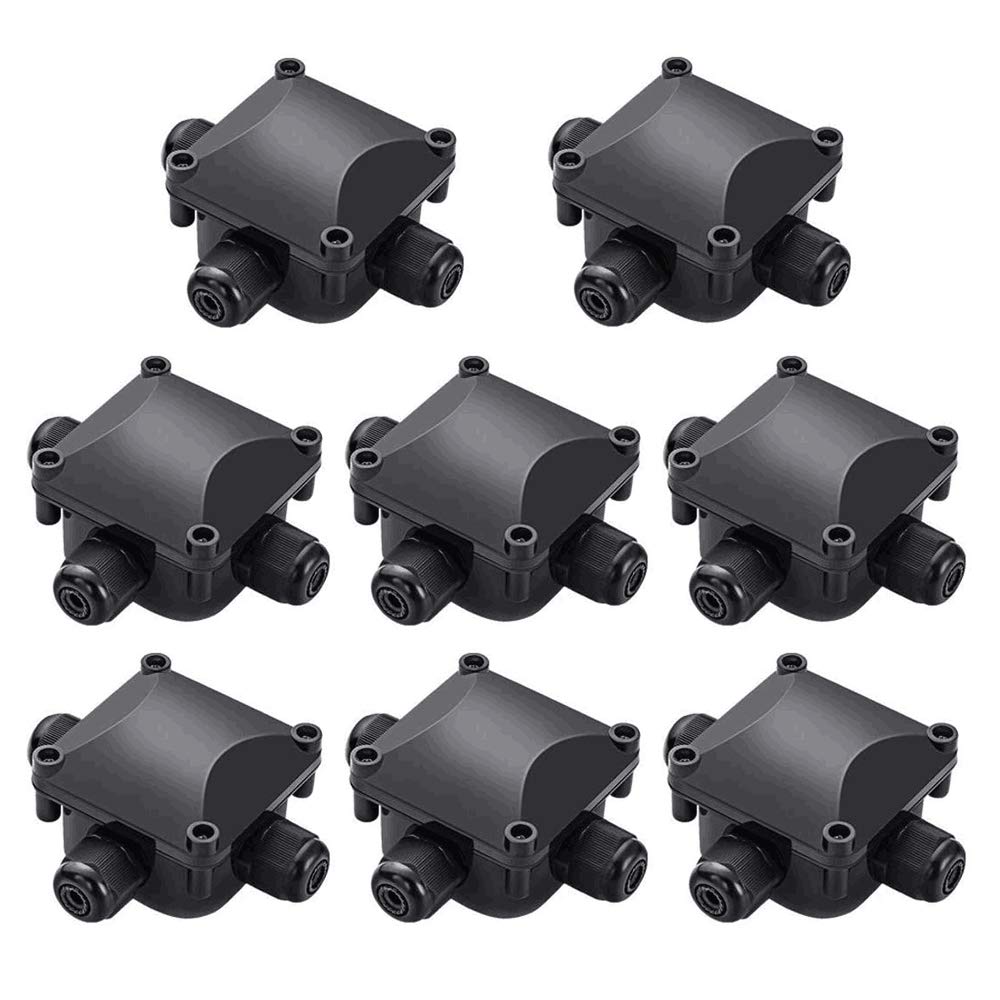 Junction Box, 3 Way Cable Connectors Waterproof Electrical Wire Connector IP68 Outdoor External Cable Connector Junction Boxes (8 Pieces)