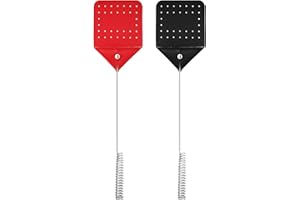 LIFHAP Fly Swatter with Metal Spiral Handle,2 Pack Leather Flyswatters for Indoor and Outdoors,Multi-Pacl Fly Swatters,Heavy Duty Manual Bug Killer for Flies,Insects,Mosquitoes