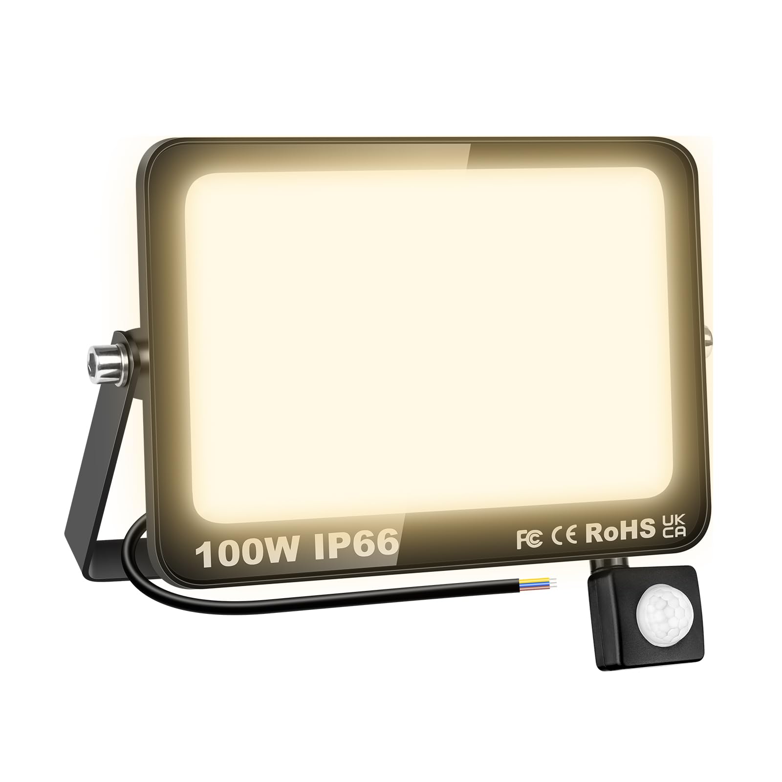 AUXTINGS LED Floodlight with Motion Sensor,100W 10000LM Outdoor Security Lights Outside Lamp 4000K Warm White Spot Light Exterior Lighting for Yard Backyard House Court Stadium Parking,IP66 175V-260V