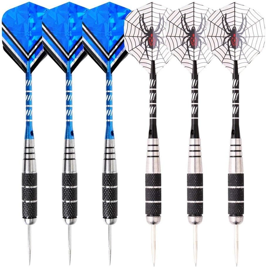 Emily 6Pcs Steel Tip Darts Tungsten Barrel Aluminium Shafts Professional Dart Set Sliver