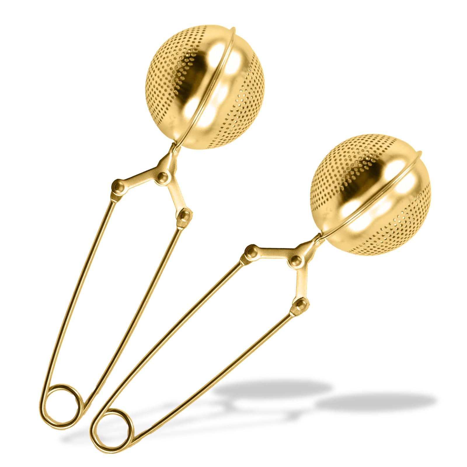 Photo 1 of 2 Pcs Snap Tea Ball For Loose Leaf Tea, Gold Stainless Steel Tea Ball Strainer Infuser Tea Steeper Filter(Gold)