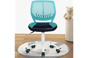 FurnitureR Desk Chair Small Study Chairs Armless for Child Kids Teens, Swivel Rolling Lightweight Task Chair with Wheels and Pu Leather Padded Cushion, Green/Black