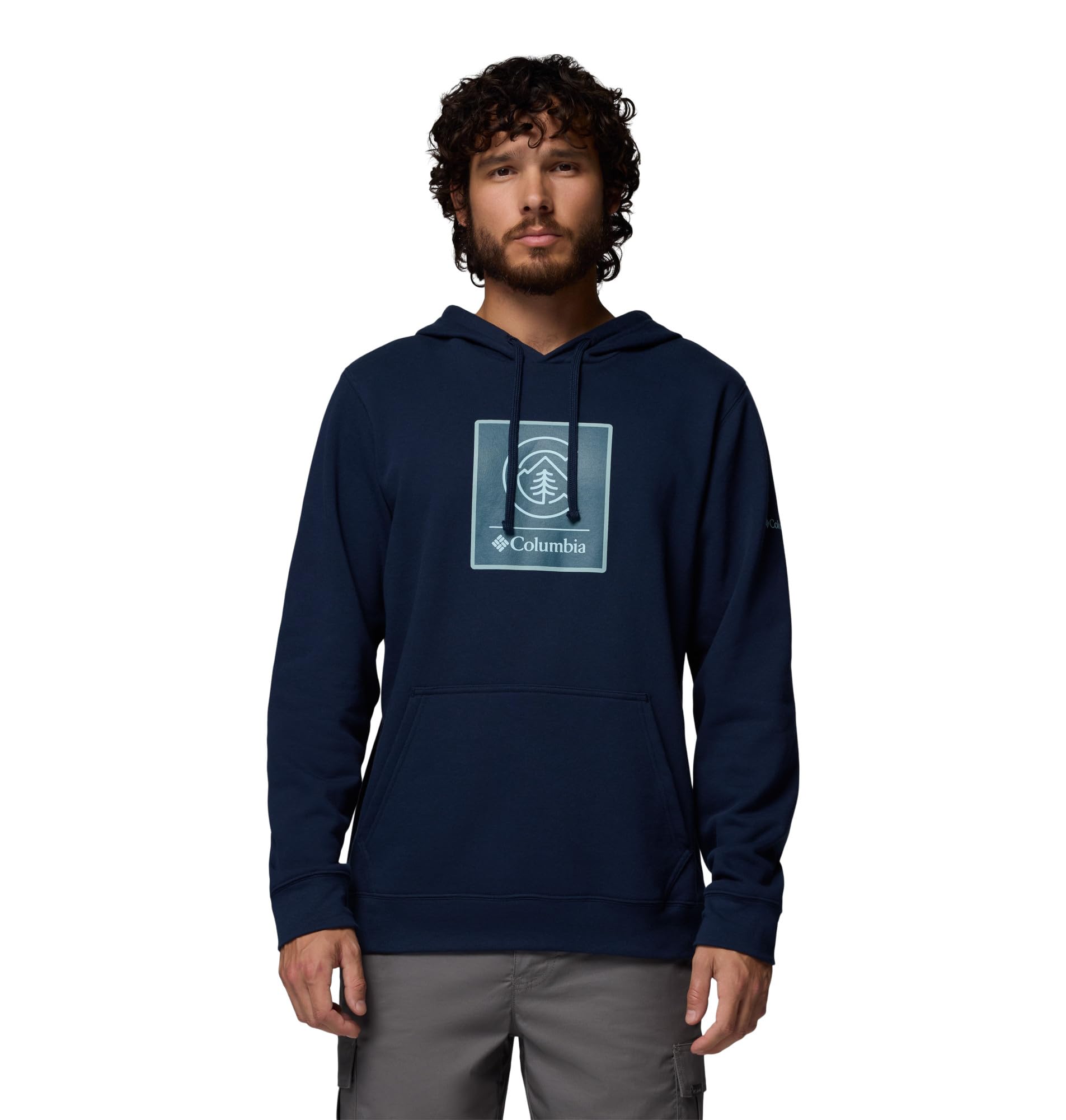 Columbia Men's Trek Graphic Hoodie, Collegiate Navy/Linework C Badge, 5X Tall Image