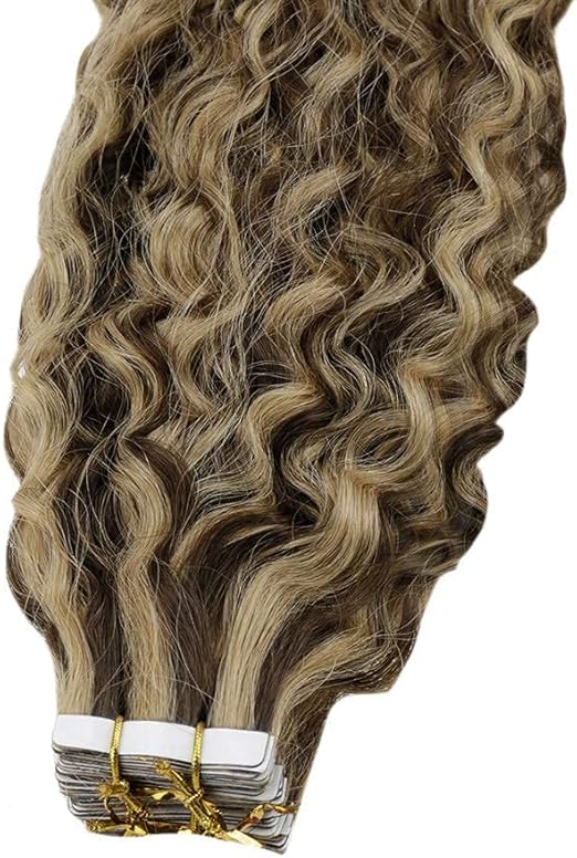 RUNATURE Womens Wavy Tape in Hair Extensions 20 inches Long Smooth