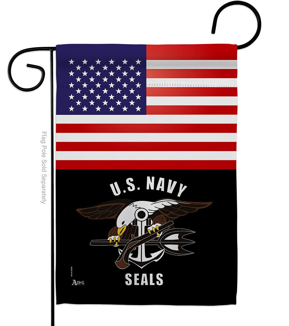 US Navy Seals Garden Flag - Armed Forces USN Seabee United State American Military Veteran Retire Official - House Decoration Banner Small Yard Gift Double-Sided Made In USA 13 X 18.5