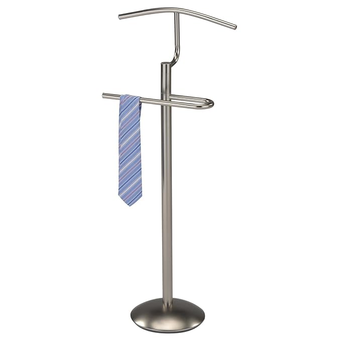 IDIMEX Herrendiener Kleiderständer Kleiderbutler Damendiener stummer Diener Valera aus satiniertem Metall mit Hosenbügel