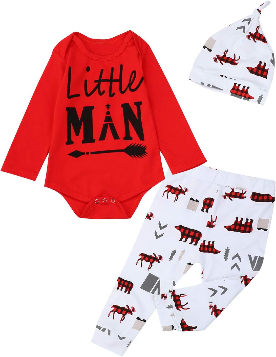 3PCS Outfit Set Father's Day Baby Boy Daddy Little Man Romper
