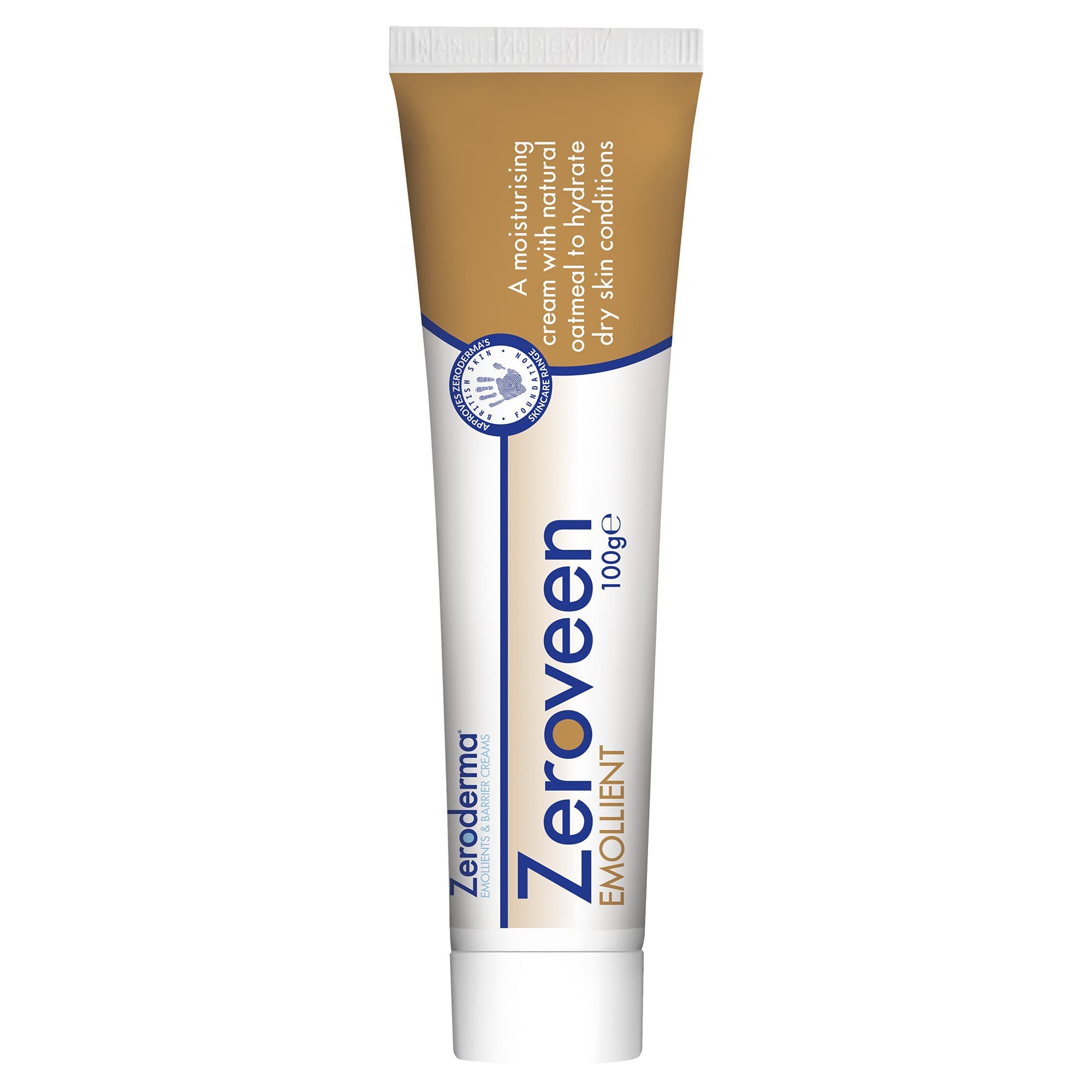 Zeroderma Zeroveen Emollient Cream, 2-in-1 Moisturiser & Soap Substitute, with Natural Oatmeal, Hydration for Dry Skin such as Eczema & other Dry Skin Conditions. 100g