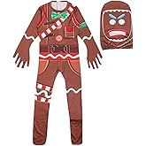 brakverla Gingerbread Man Costumes, Halloween Costumes Cosplay with Mask for Party Halloween Christmas Jumpsuit